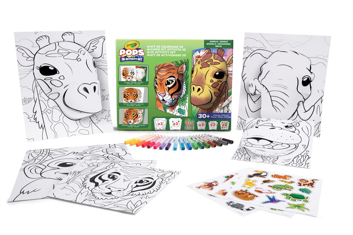 Crayola - pops - hobby package - 3D activities super set for children - jungle theme - 6 subjects