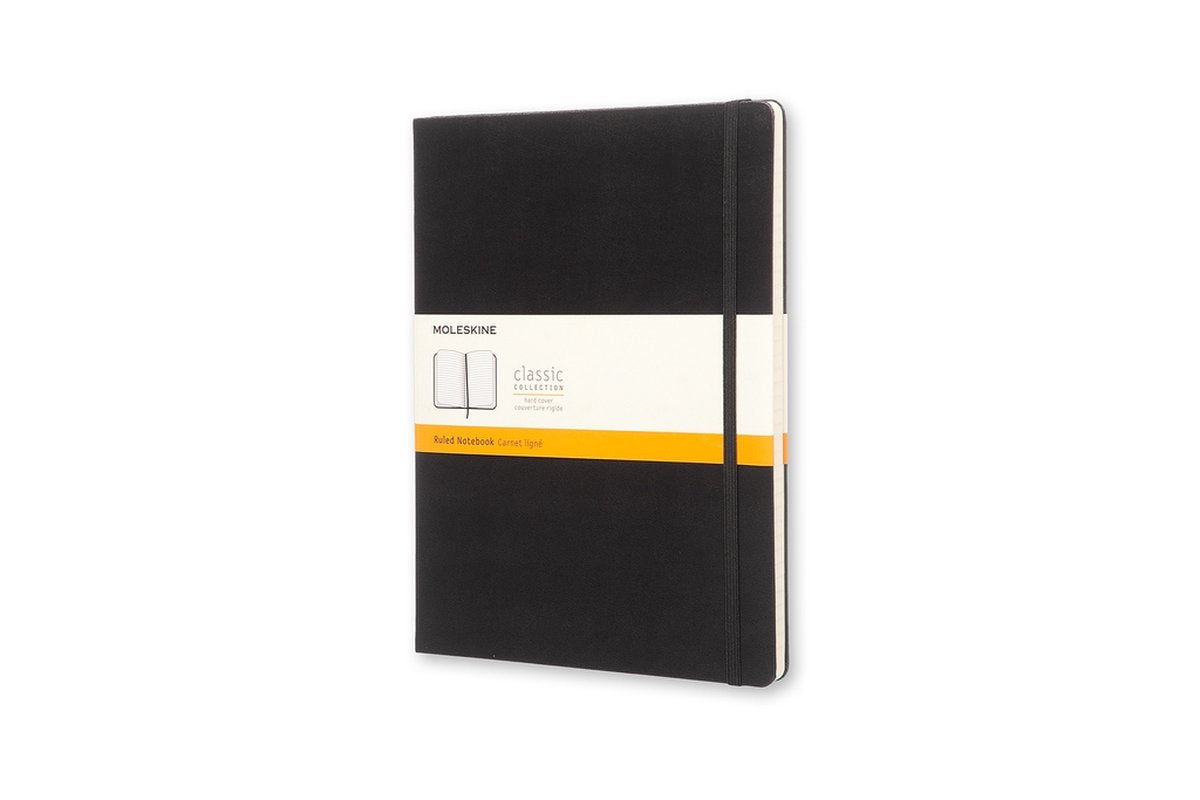 Cuaderno clásico Moleskine - extra grande - tapa dura - rayado - negro