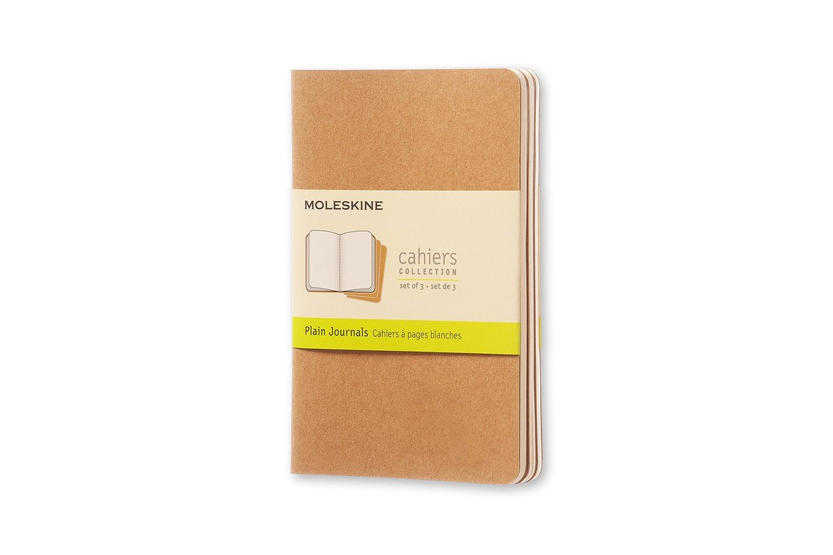 Diarios Moleskine cahier - bolsillo - en blanco - marrón - juego de 3