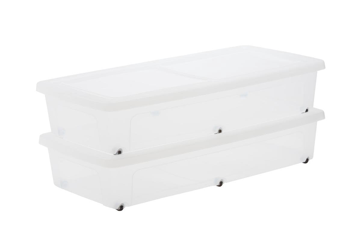 Iris clearbox opbergbox - onder-het-bed - 35l - kunststof - met wielen - set van 2