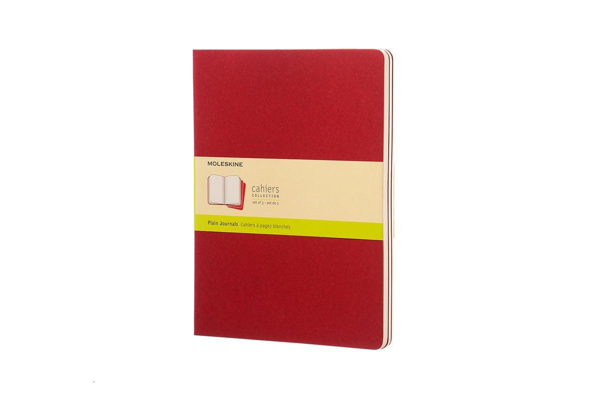Moleskine cahier journals - extra large - blanco - rood - set van 3