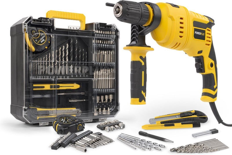 Trapano elettrico a percussione Powerplus POWX0265 - 2 in 1: trapani e martelli perforatori, trapano da 800 W, viti sinistra e destra - con 78 acc.