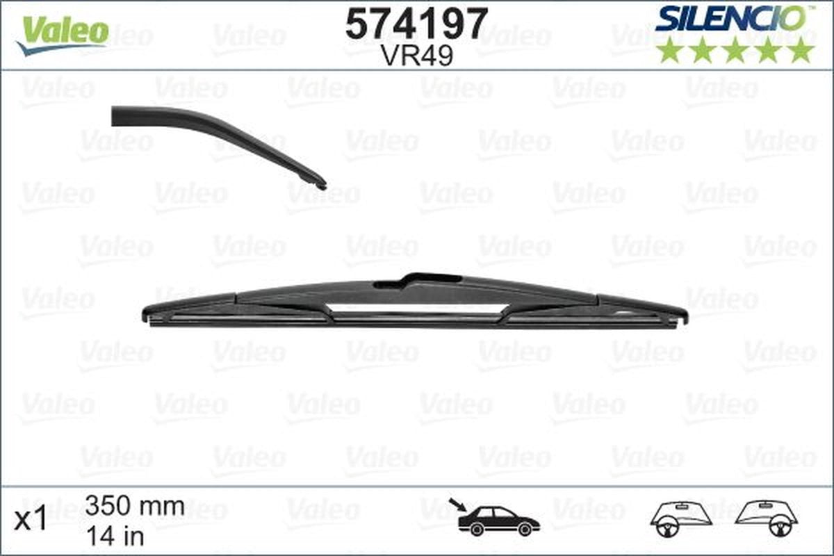 Valeo silencio vr49 achterwisser - 350mm - conventionele ruitenwisser