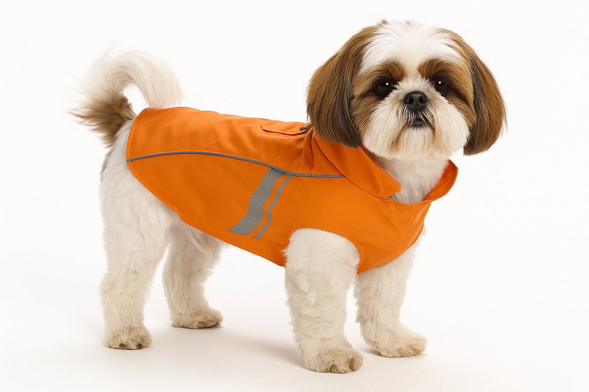 Cappotto per cani Flamingo - impermeabile per cani - impermeabile per cani con riflesso - impermeabile pomi arancione - 35 cm
