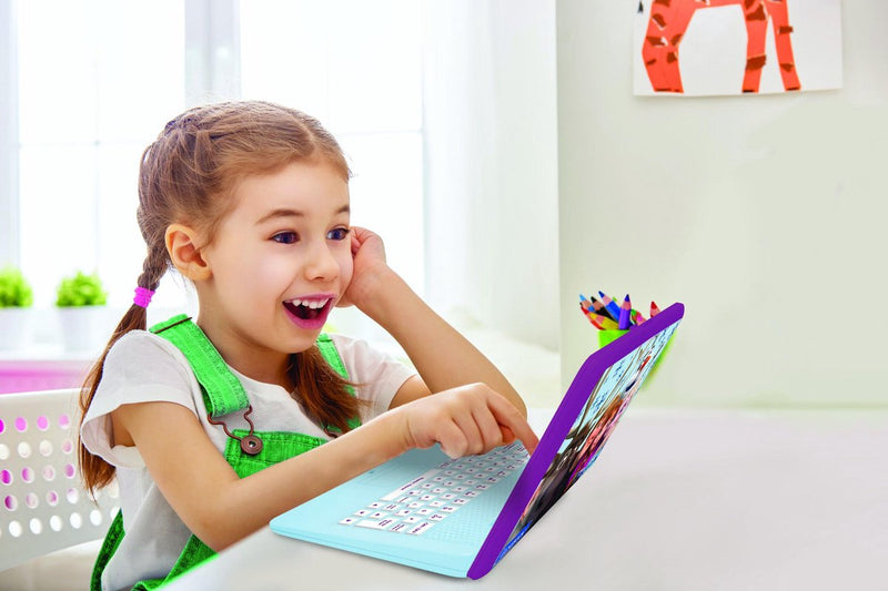 Laptop educativo parlante bilingue Lexibook Frozen con 170 attività (85 in ciascuna lingua), ampio schermo da 6,7" in inglese e tedesco