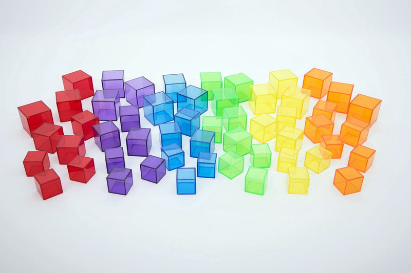 Cubi colorati trasparenti Tickit - set da 54