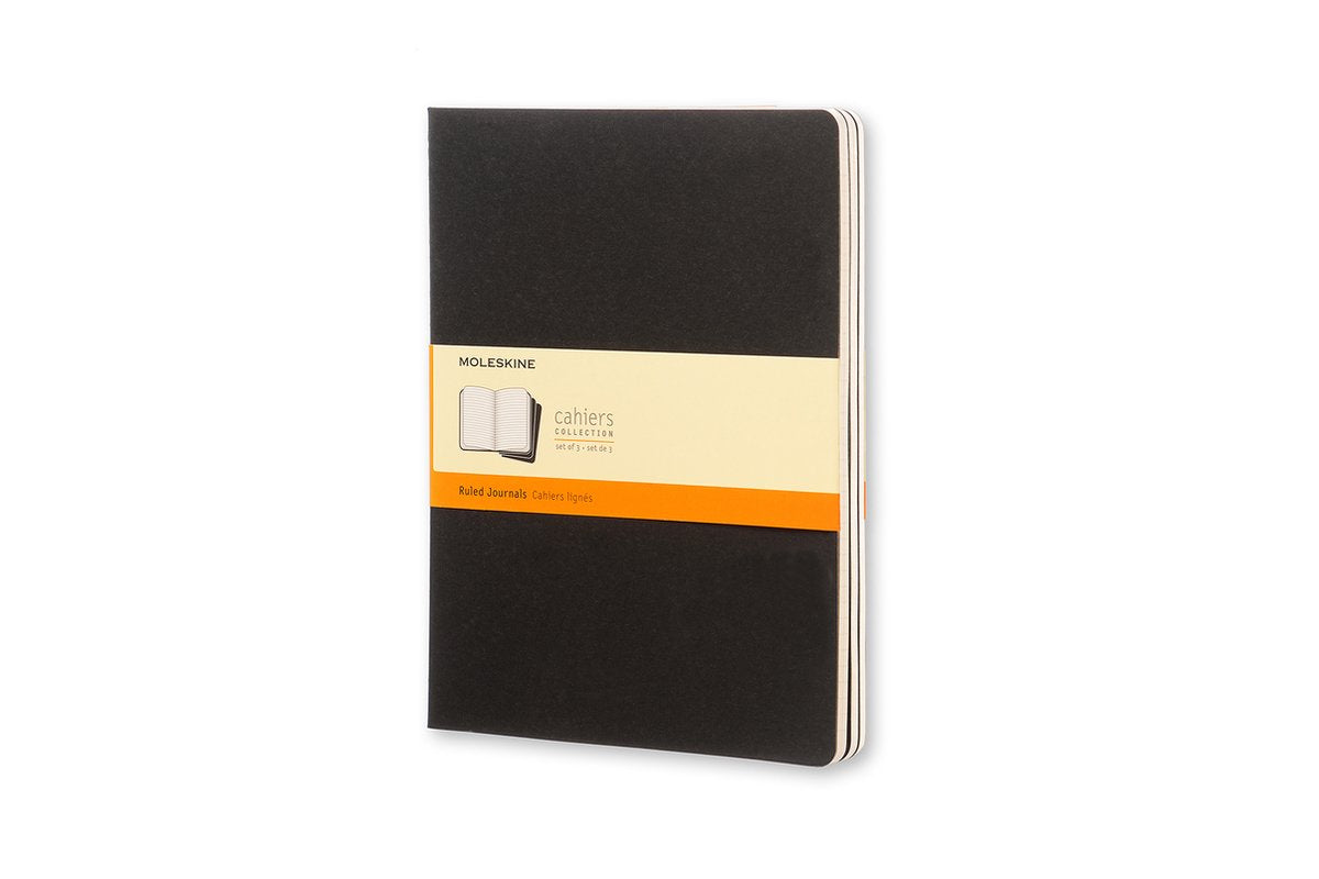 Moleskine cahier journals - extra large - gelinieerd - zwart - set van 3