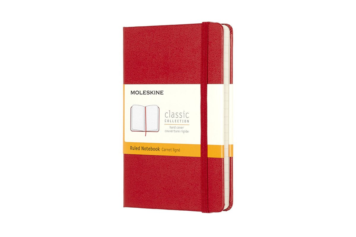 Cuaderno clásico Moleskine - bolsillo - tapa dura - rayado - rojo