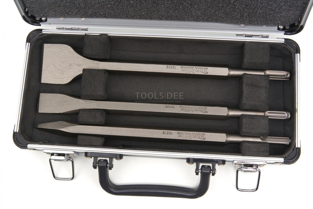 Accesorios Makita Juego de cinceles SDS plus de 3 piezas: cincel de punta, plano y de espada en estuche de aluminio D-42357 - D-42357
