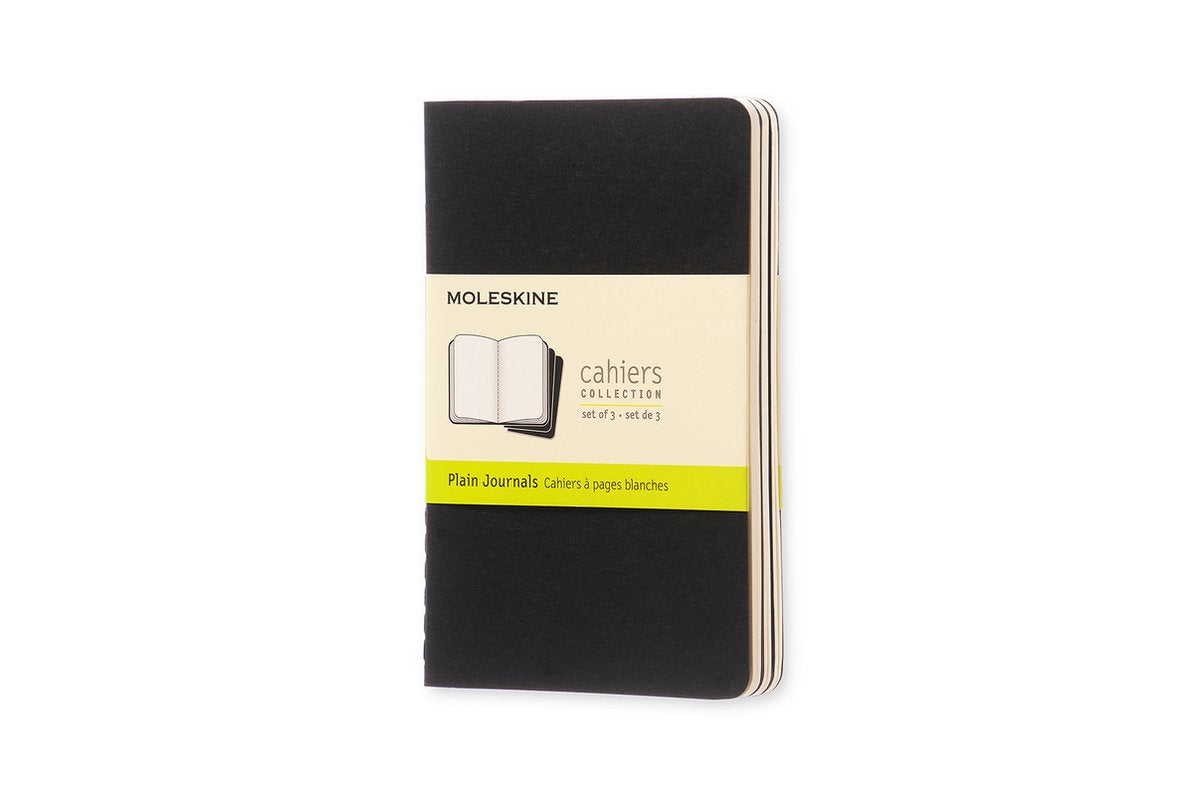 Moleskine cahier journals - pocket - blanco - zwart - set van 3