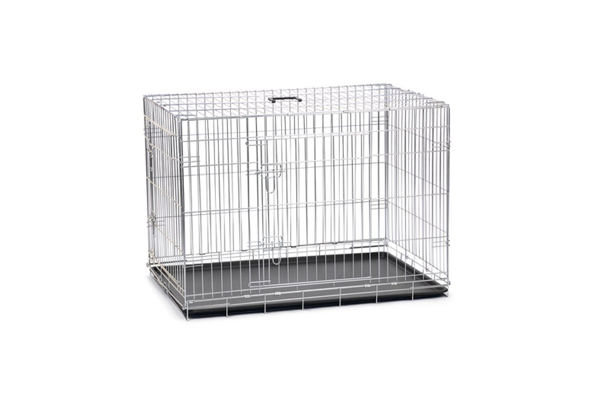 Beeztees hondenbench xl - bench - 2 deuren - inklapbaar - verzinkt - 107x70x76 cm