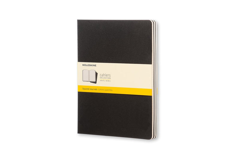 Quaderni Moleskine cahier - extra large - a quadretti - neri - set da 3