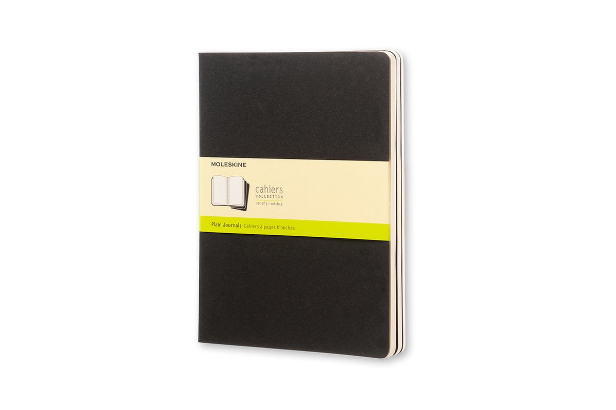 Moleskine cahier journals - extra large - blanco - zwart - set van 3