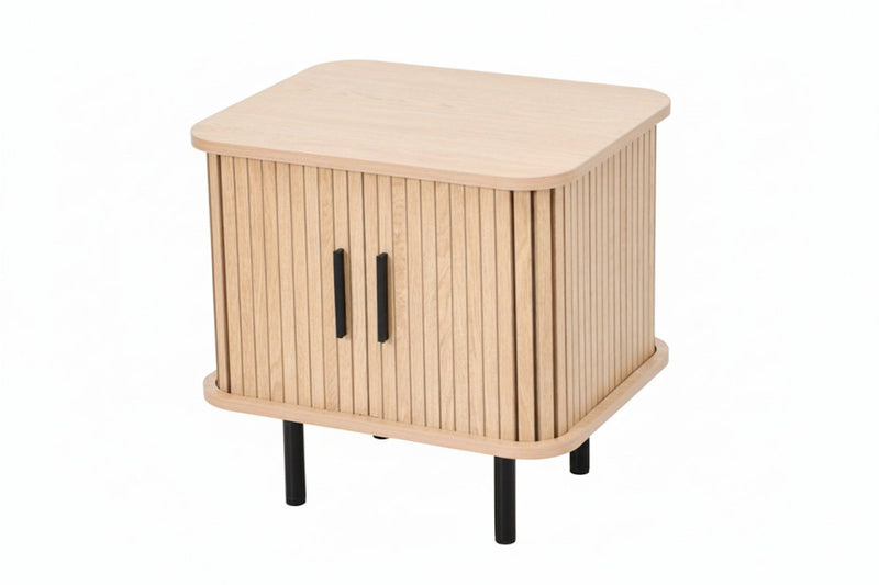 Mesa auxiliar Mano de ocio con espacio de almacenamiento - mesita de noche - 45x40x48cm - aspecto madera de roble metal negro