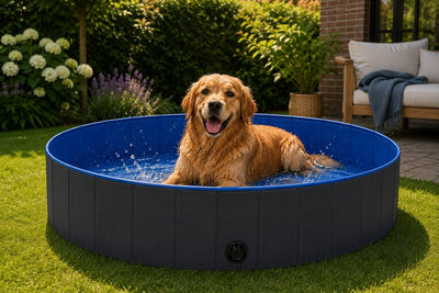 Piscina para perros Flamingo - piscina para perros - 120 x 30 cm - azul gris oscuro - piscina plegable para perros - chapoteo