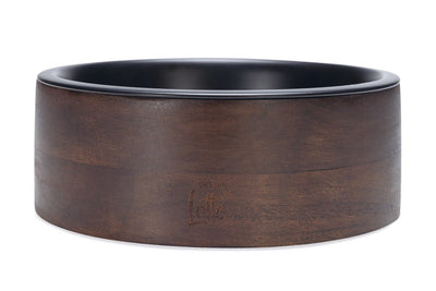 Designed by lotte milani - hondenvoerbak - hout rvs - zwart - 21x21x8 cm - 1570 ml