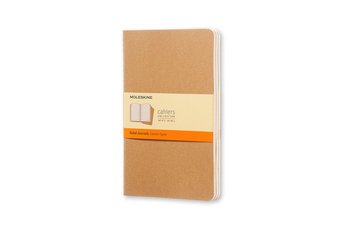 Diarios de cahier Moleskine - grande - rayado - marrón - juego de 3