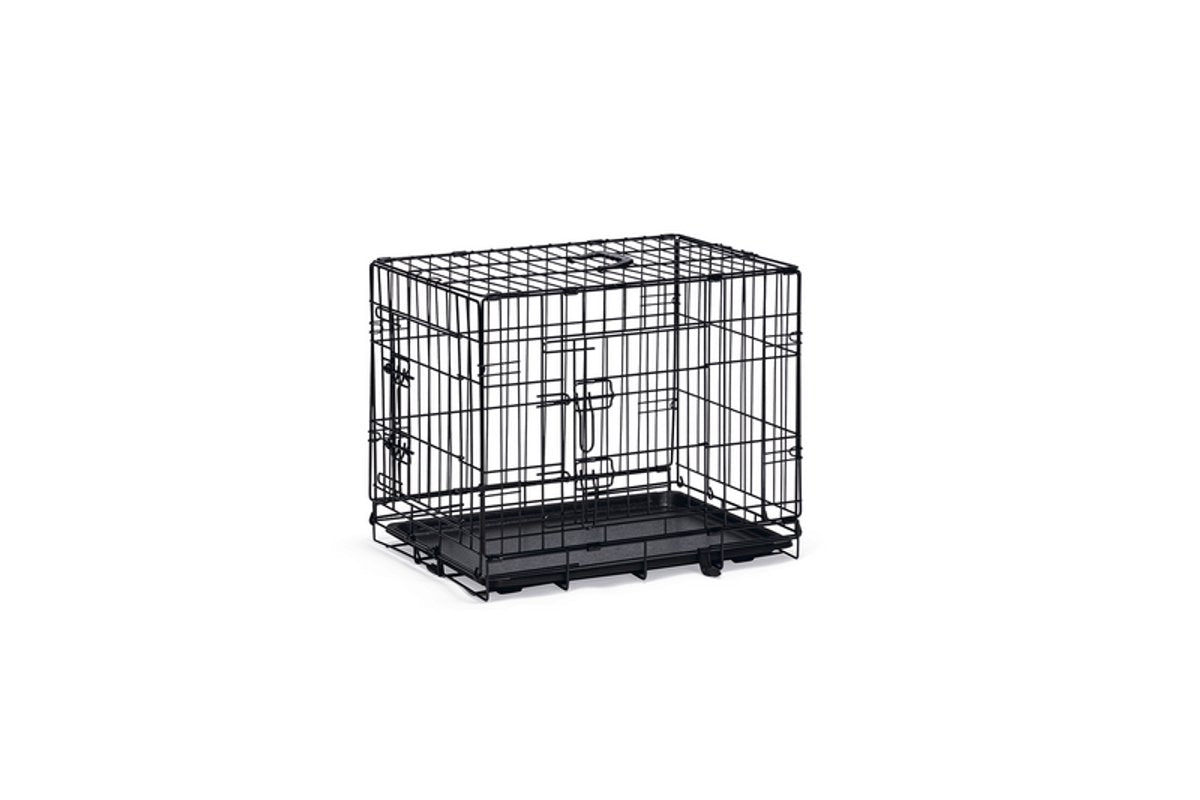 Beeztees hondenbench s - bench - 2 deuren - inklapbaar - zwart - 62x44,5x50 cm