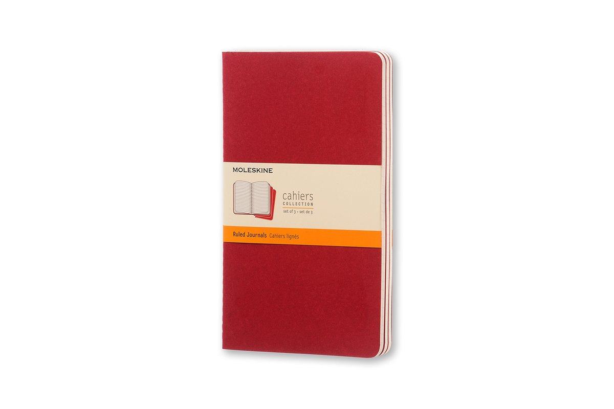 Moleskine cahier journals - large - gelinieerd - rood - set van 3