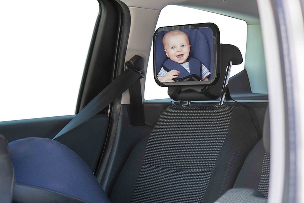 Espejo de coche Dooky - espejo de bebé seguro para el asiento trasero - ajustable 360 grados - fácil de colocar - tamaño universal 25,5x17,5 cm