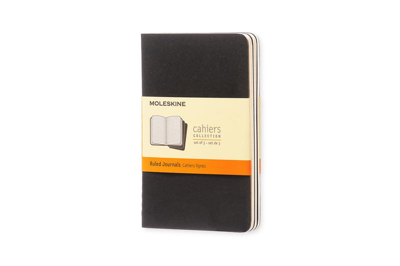 Quaderni cahier Moleskine - tascabili - a righe - neri - set da 3
