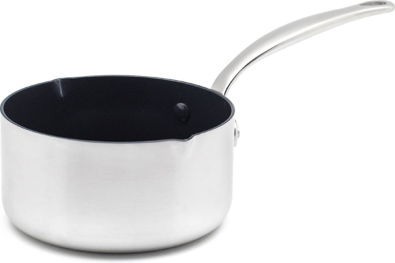 Greenpan barcelona evershine padella per salse 16 cm - 1,5 l - rivestimento antiaderente senza pfas - pentola a induzione - padella in ceramica - adatta al forno fino a 220°c - senza coperchio - argento