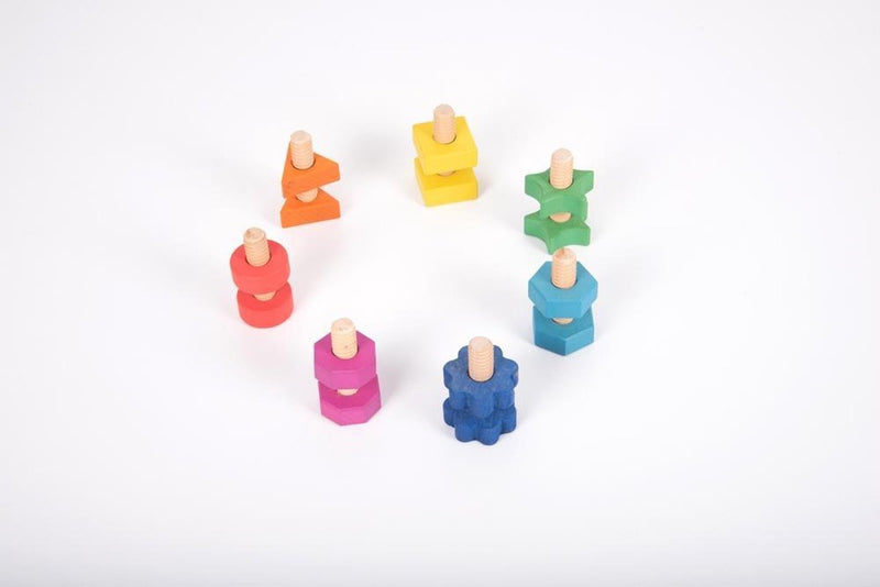Pernos de tuercas de madera Tickit arcoíris