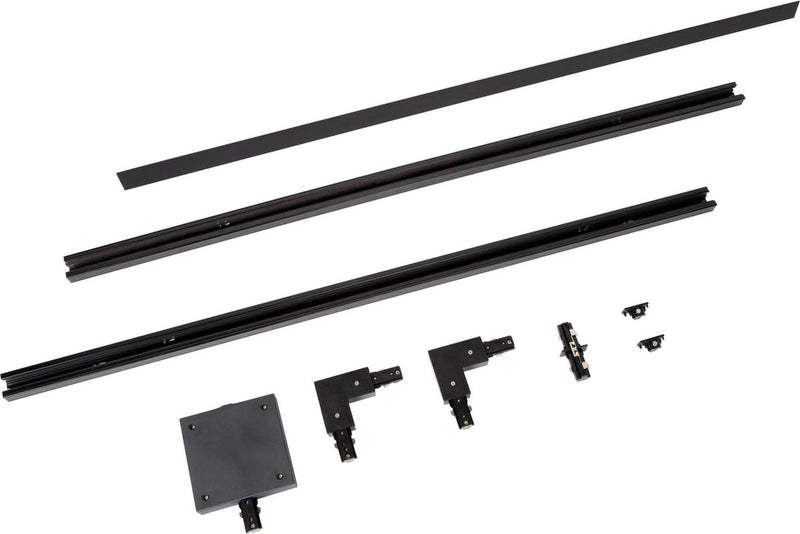 Set básico de riel Lucide - iluminación de riel con sistema de riel monofásico - 2 metros - negro