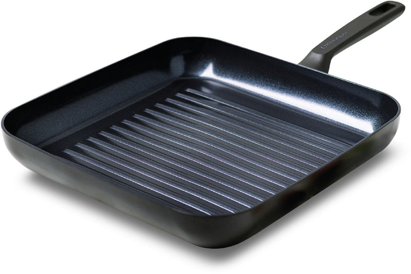 Greenpan memphis teglia quadrata antiaderente in ceramica 28 cm - padella a induzione - bistecchiera a induzione - utilizzabile in forno fino a 160°C - lavabile in lavastoviglie - maniglie refrigeranti - senza coperchio - senza pfas
