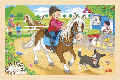 Goki Wooden Jigsaw Puzzle Pony Farm, 24 °.