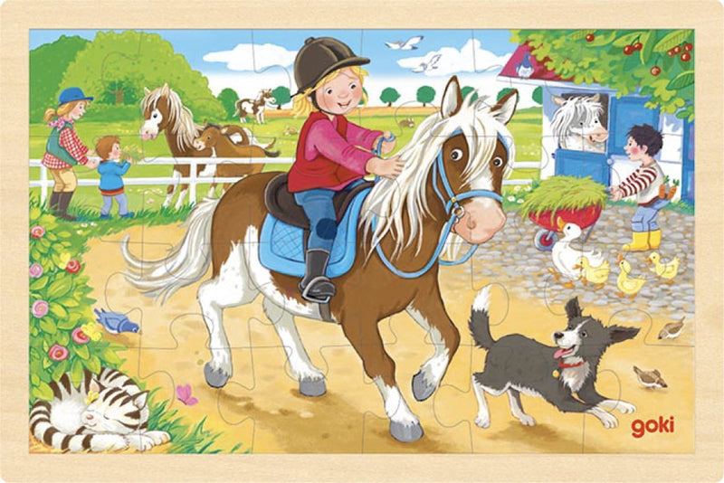 Goki Wooden Jigsaw Puzzle Pony Farm, 24st.