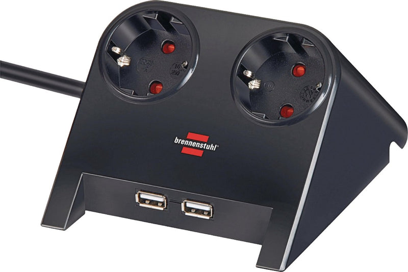 Brennerstuhl desktop power Caricatore USB 2 Connessione di ricarica USB 2100ma 2x nero lucido 1,8 m h05vv-f 3g1.5