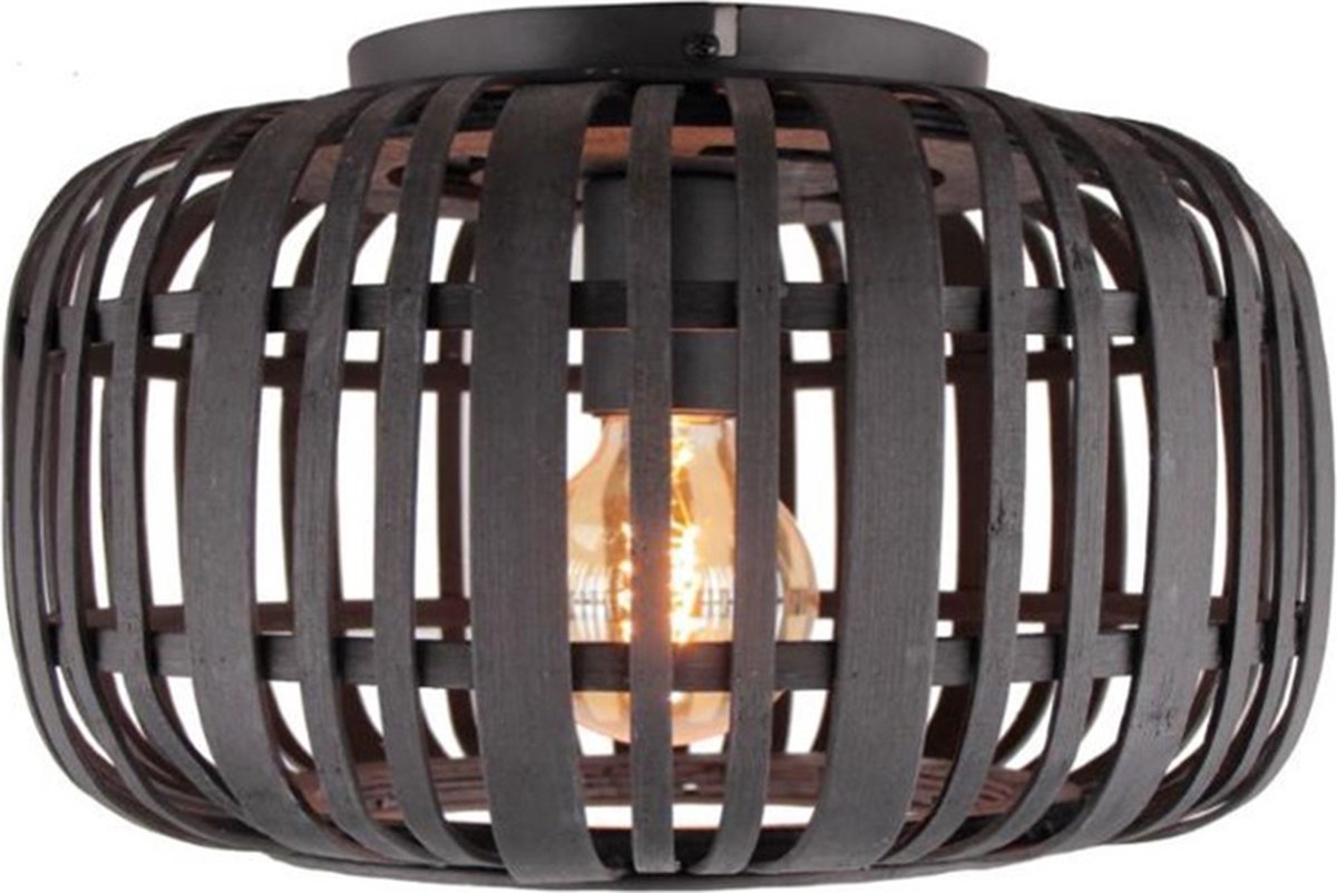 Brilliant woodrow - lampada da soffitto - e27 max 1x40w - legno nero