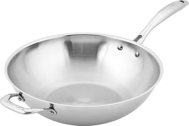 Scanpan - padella wok - maglie - 32 cm - senza rivestimento antiaderente - adatta a tutte le fonti di calore (inclusa induzione)