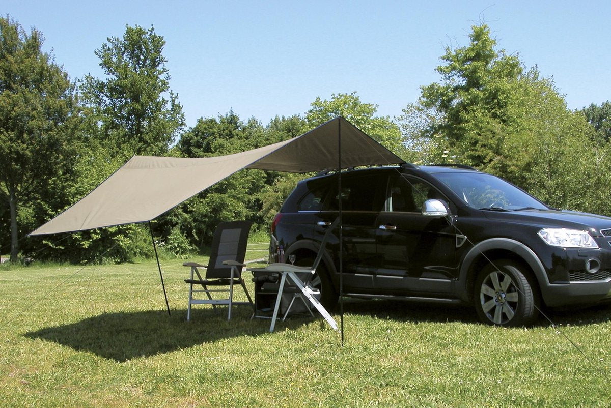 Tarp Carside 3.6 x 3.5 m Polyester Steel Brown 6-piece