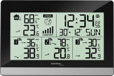 Stazione meteo Nexttime technoline ws 7065 144x96x38mm nero argento con 3 sensori esterni 30m