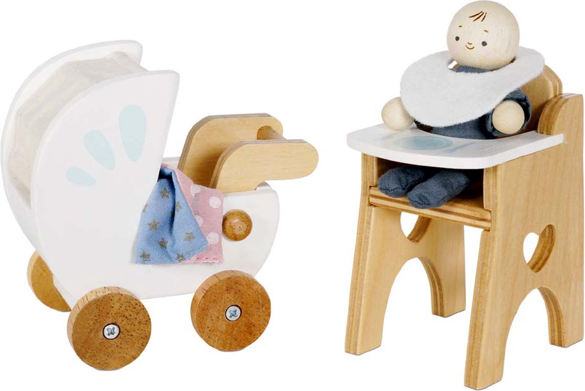 Le toy van casa de muñecas muebles juego de bebé - madera