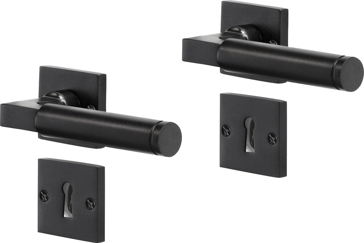Herraje para puerta interior Impresso Aston - roseta cuadrada con roseta para llave cuadrada - aluminio - negro