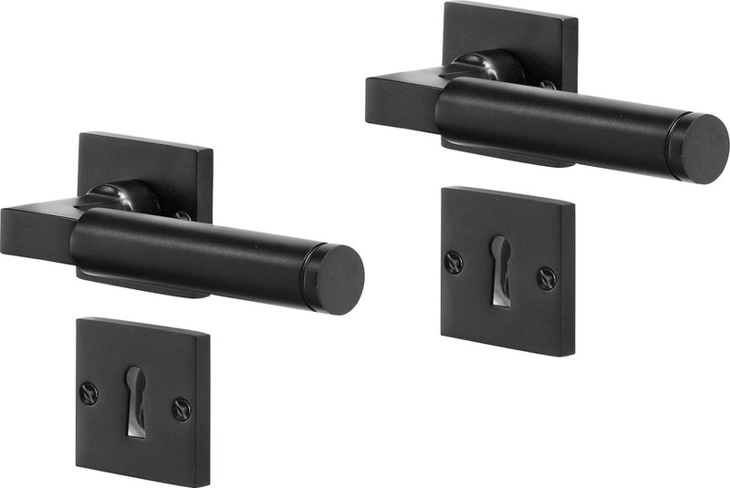 Herraje para puerta interior Impresso Aston - roseta cuadrada con roseta para llave cuadrada - aluminio - negro