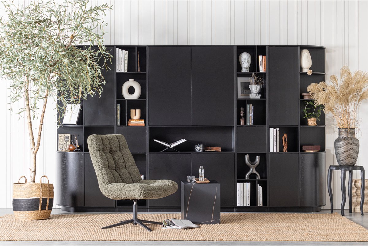Mobile TV finca in legno rotondo sinistro - nero - 40x78x40