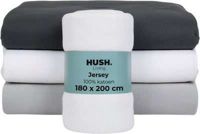Cállate. living hush living sábana bajera jersey - 100% algodón - 160 grms - antiarrugas, no necesita planchado - elástica - agradable y cálida - 180x200+30cm - blanco