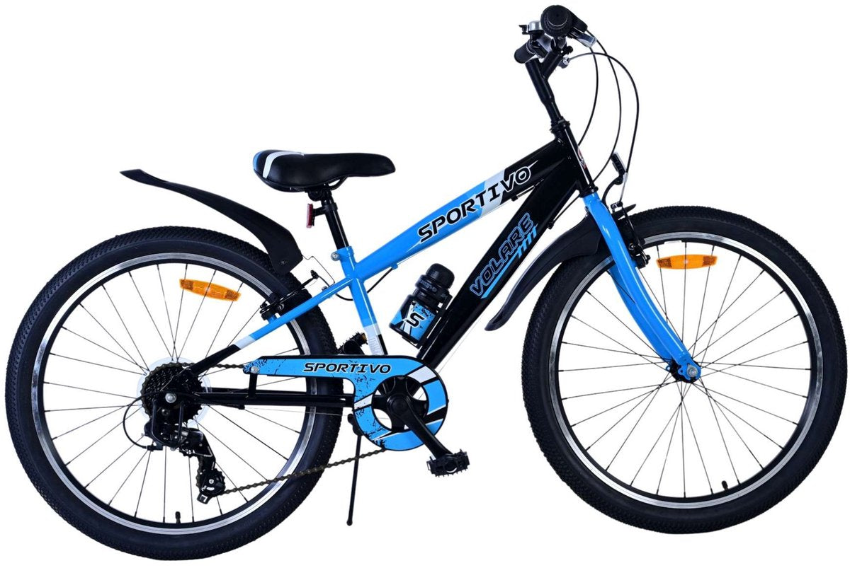 Valorare SportVo Children's Bike Boys Boys 24 pollici 7 velocità Blu nero