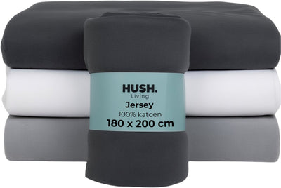 Cállate. living hush living sábana bajera jersey - 100% algodón - 160 grms - antiarrugas, no necesita planchado - elástico - agradable y cálido - 180x200+30cm - antracita