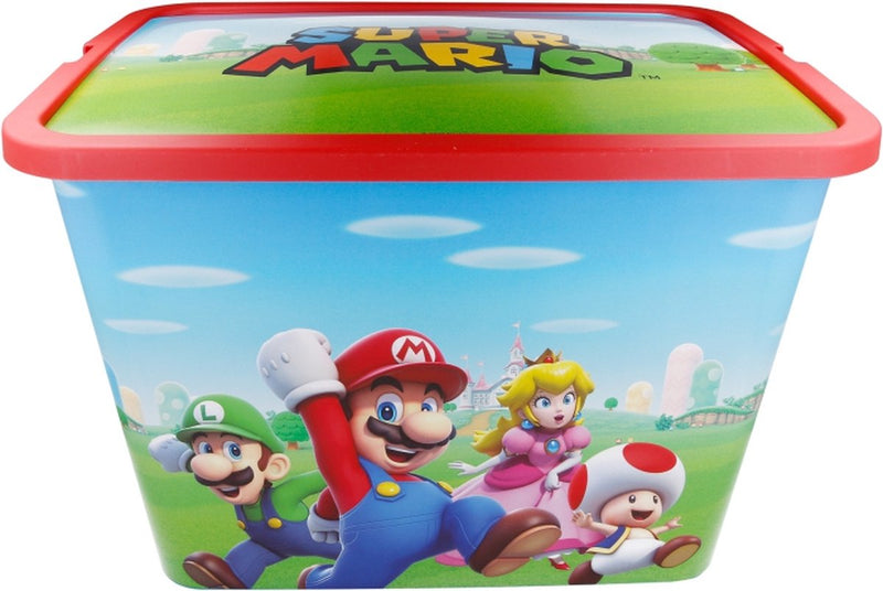 Scatola portaoggetti Super Mario 23 litri verde blu rosso