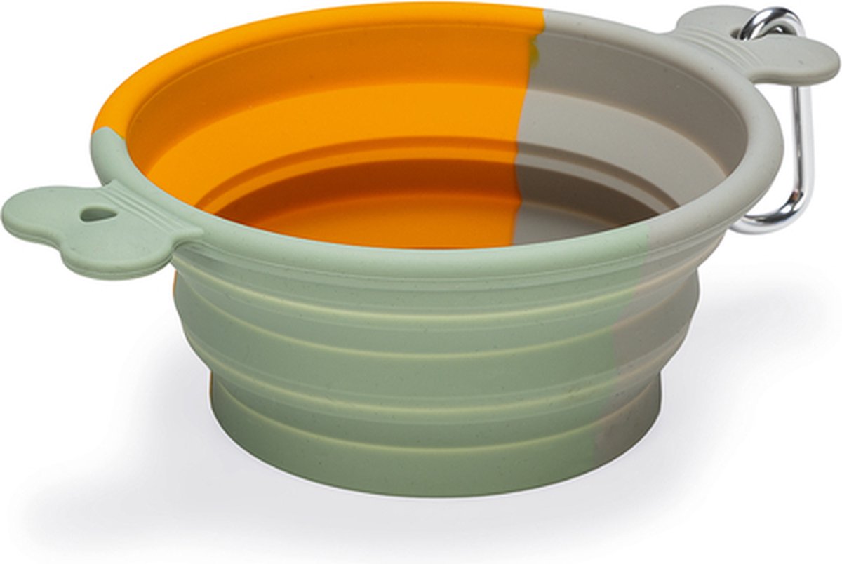 Beeztees rua - ciotola da viaggio per cani - silicone - arancione - 750 ml