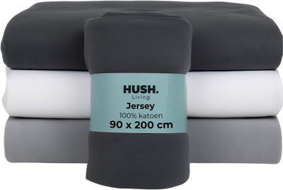 Cállate. living hush living sábana bajera jersey - 100% algodón - 160 grms - antiarrugas, no necesita planchado - elástica - agradable y cálida - 90x200+30cm - antracita