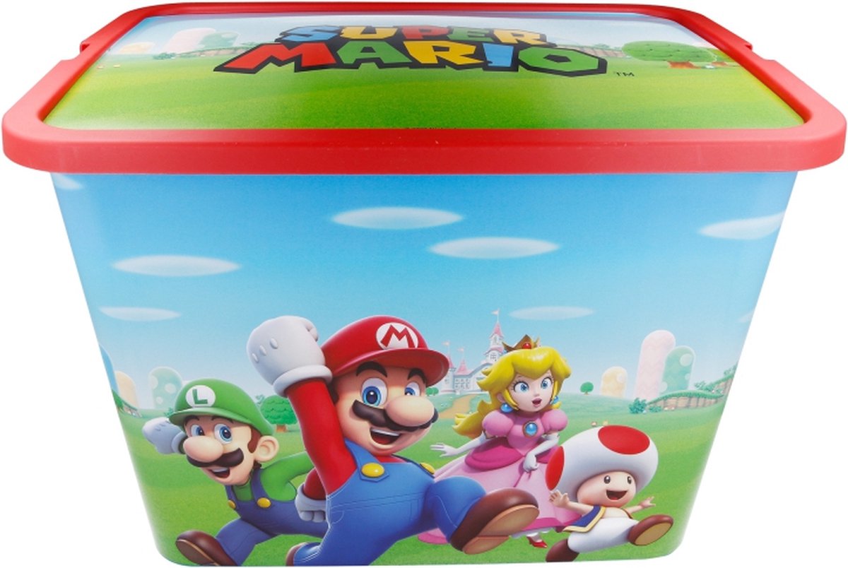 Stor opbergbox super mario 23 liter groen blauw rood