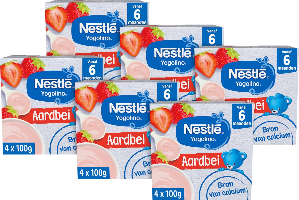 Nestlé yogolino fragola - dessert per bambini - 6 pezzi 4 x 100g (24 porzioni)