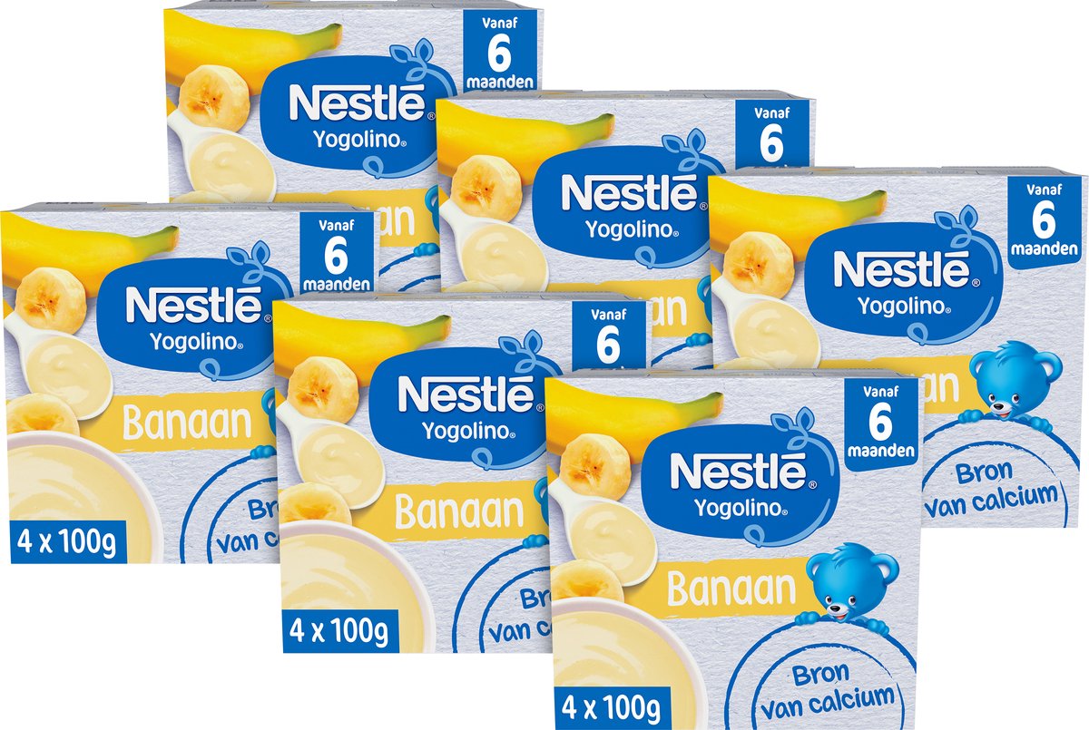 Nestlé yogolino plátano - postre bebé - snacks papilla - 6+ meses - 6 piezas 4x100g (24 porciones)