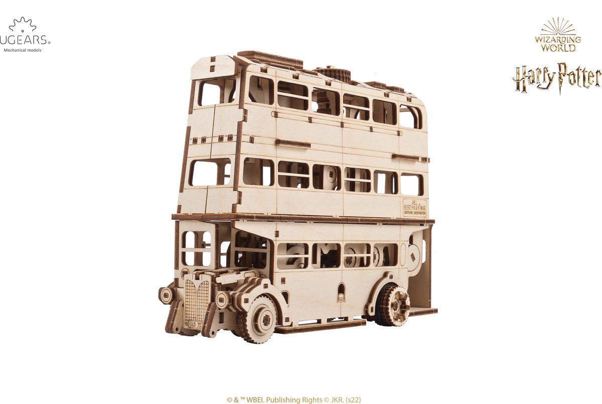 Ugears construcción de modelos 3D - el autobús caballero™ - harry potter™ - kit de construcción mecánico de madera - juguetes educativos